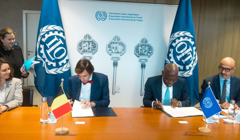 Signing the framework agreement between the International Labour Organization and Wallonia